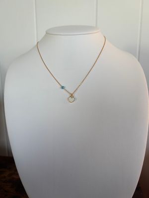 House of Moda White Mini Heart Enamel Necklace