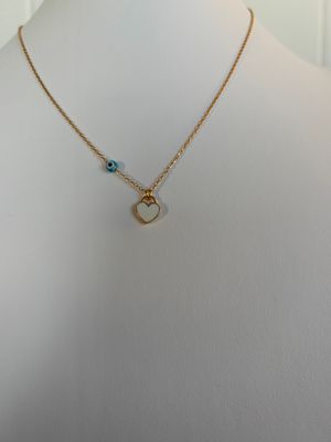 House of Moda White Mini Heart Enamel Necklace