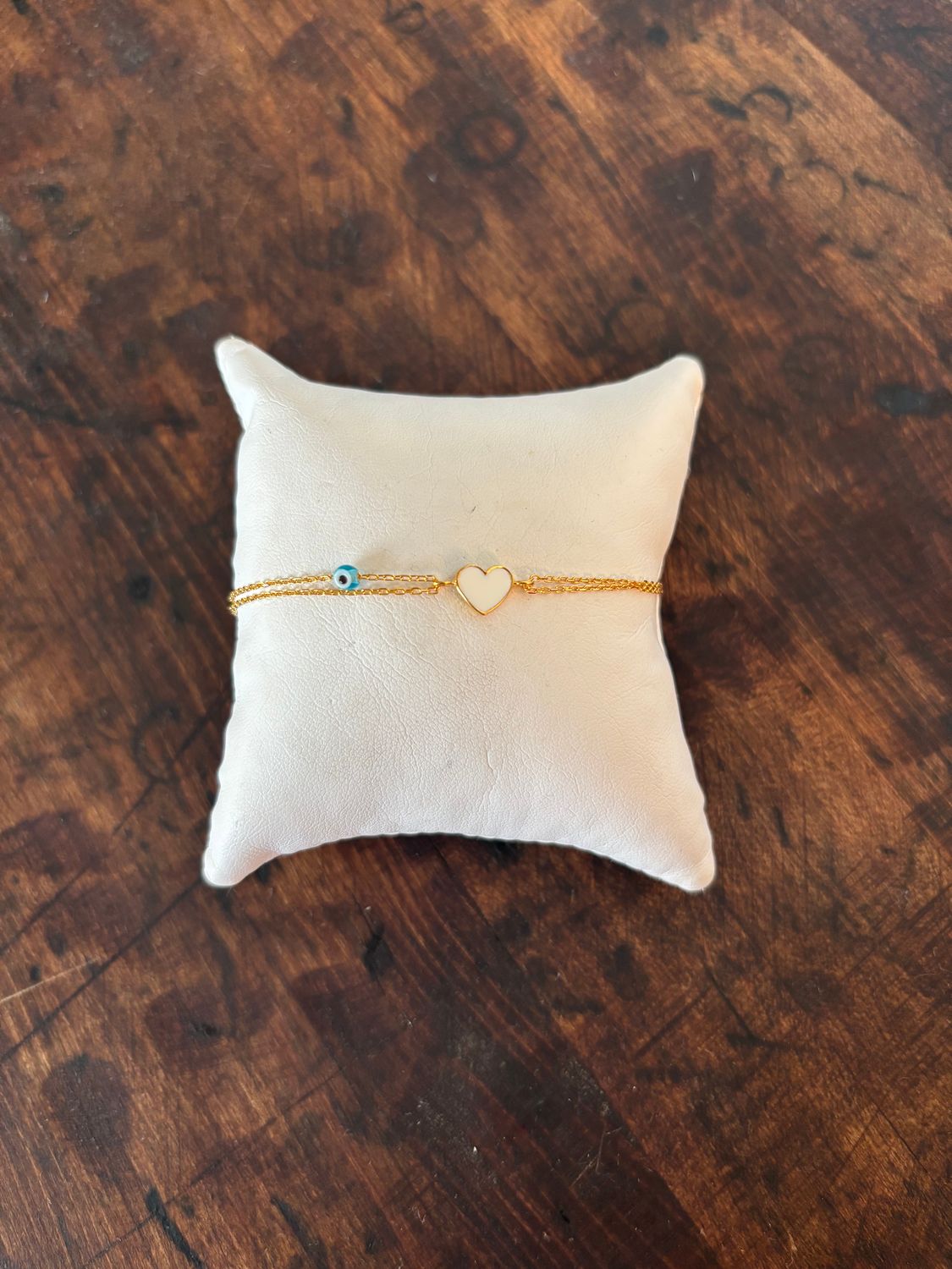 House of Moda White Mini Heart Enamel Bracelet
