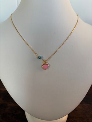 House of Moda Pink Mini Heart Enamel Necklace