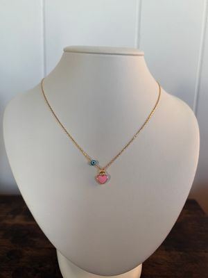 House of Moda Pink Mini Heart Enamel Necklace