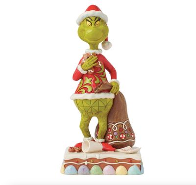 Jim Shore Grinch Eating Gingerbread Cookie &amp; Milk