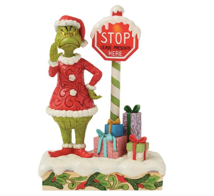 Jim Shore Grinch by Stop Sign Lighted