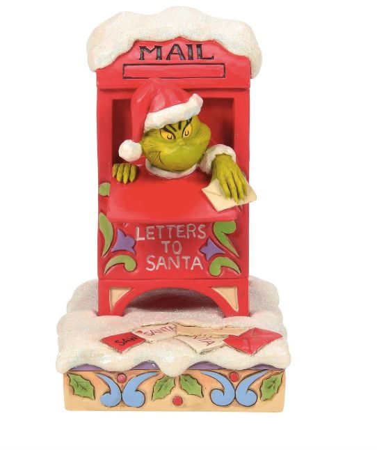 Jim Shore Grinch in Mailbox Stealing Letters