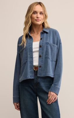 Z Supply All Day Cropped Knit Jacket Vintage Indigo