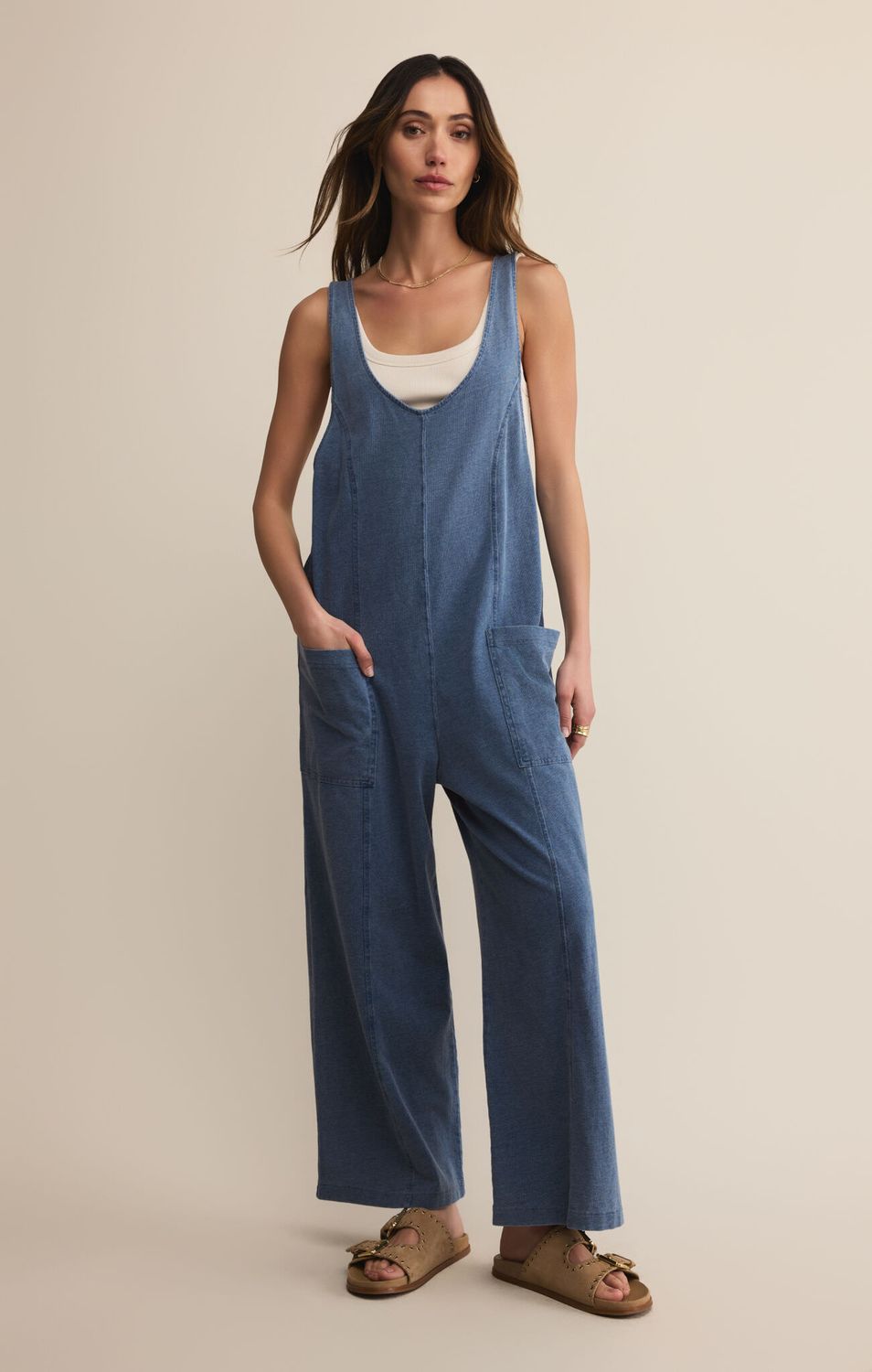 Z Supply Brasilia Jersey Denim Jumpsuit