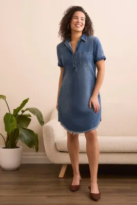 Tribal Denim Pop Over Shirt Dress