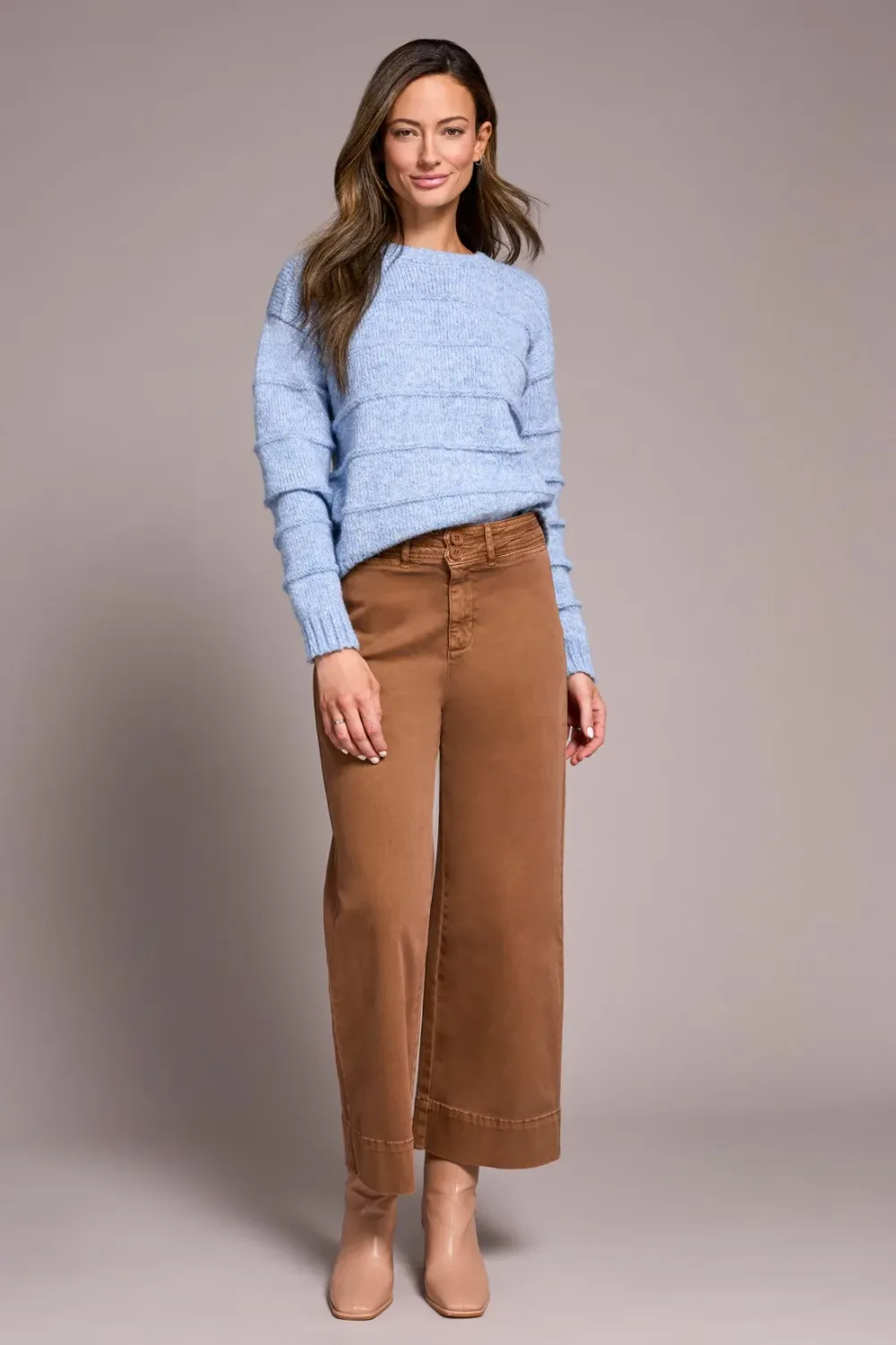 Tribal High Rise Fly Front Palazzo Walnut
