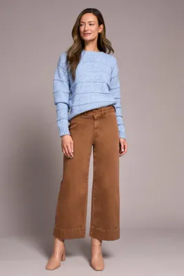 Tribal High Rise Fly Front Palazzo Walnut