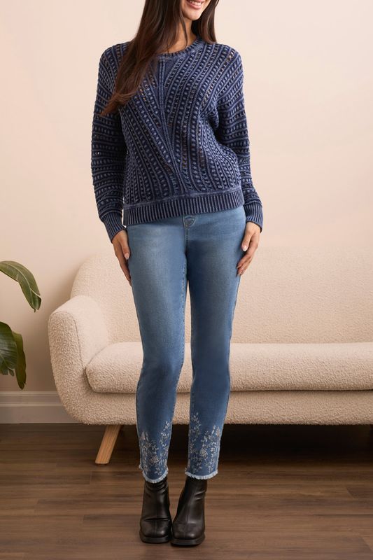 Tribal Washed Crew Neck Sweater Nightfall