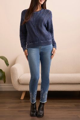 Tribal Washed Crew Neck Sweater Nightfall