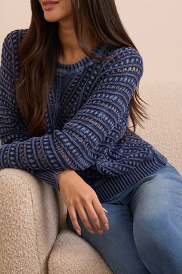 Tribal Washed Crew Neck Sweater Nightfall
