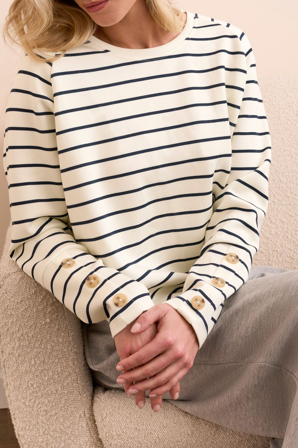 Tribal Stripe Crew Neck with Buttons