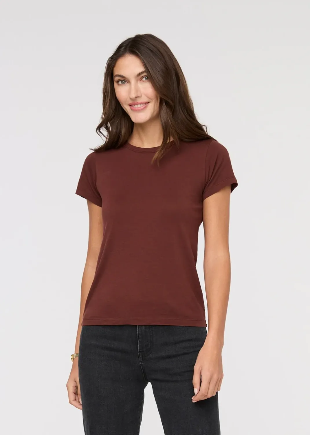 Duer PurePima Slim Crew Maroon