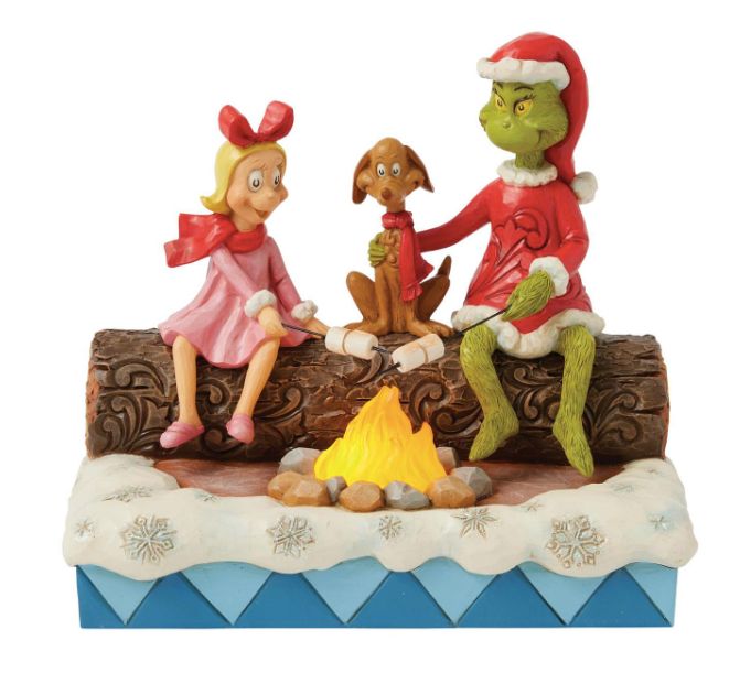 Jim Shore Grinch, Max and Cindy Roasting Marshmallows