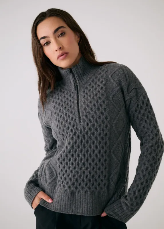 Lole Camila 1/2 Zip Sweater Medium Grey Heather