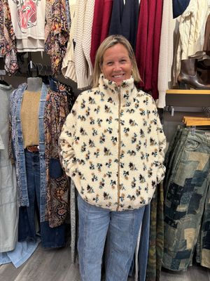Brunette the Label Floral Sherpa Jacket