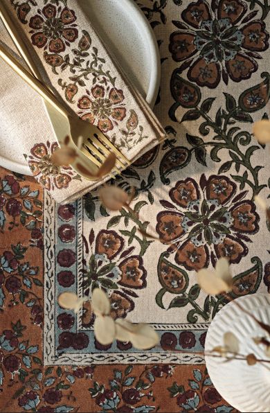 Danica Elysian Block Print Tablecloth 60x90