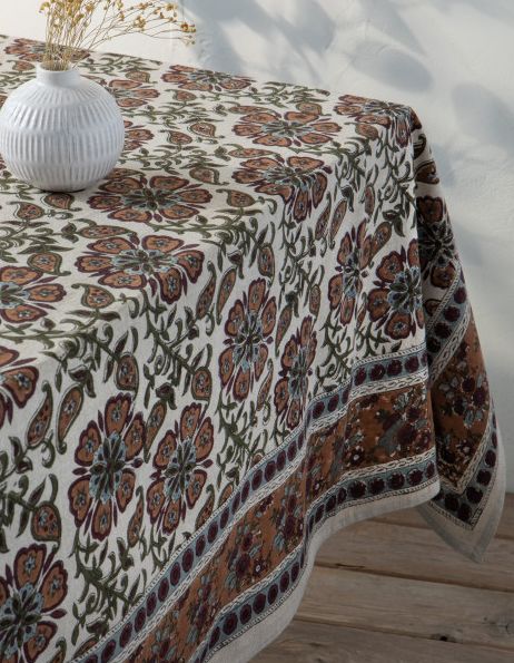 Danica Elysian Block Print Tablecloth 60x90