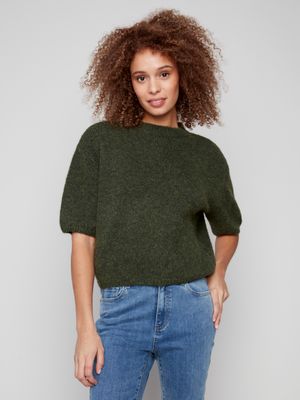 Charlie B Elbow Balloon Sleeve Sweater Spruce