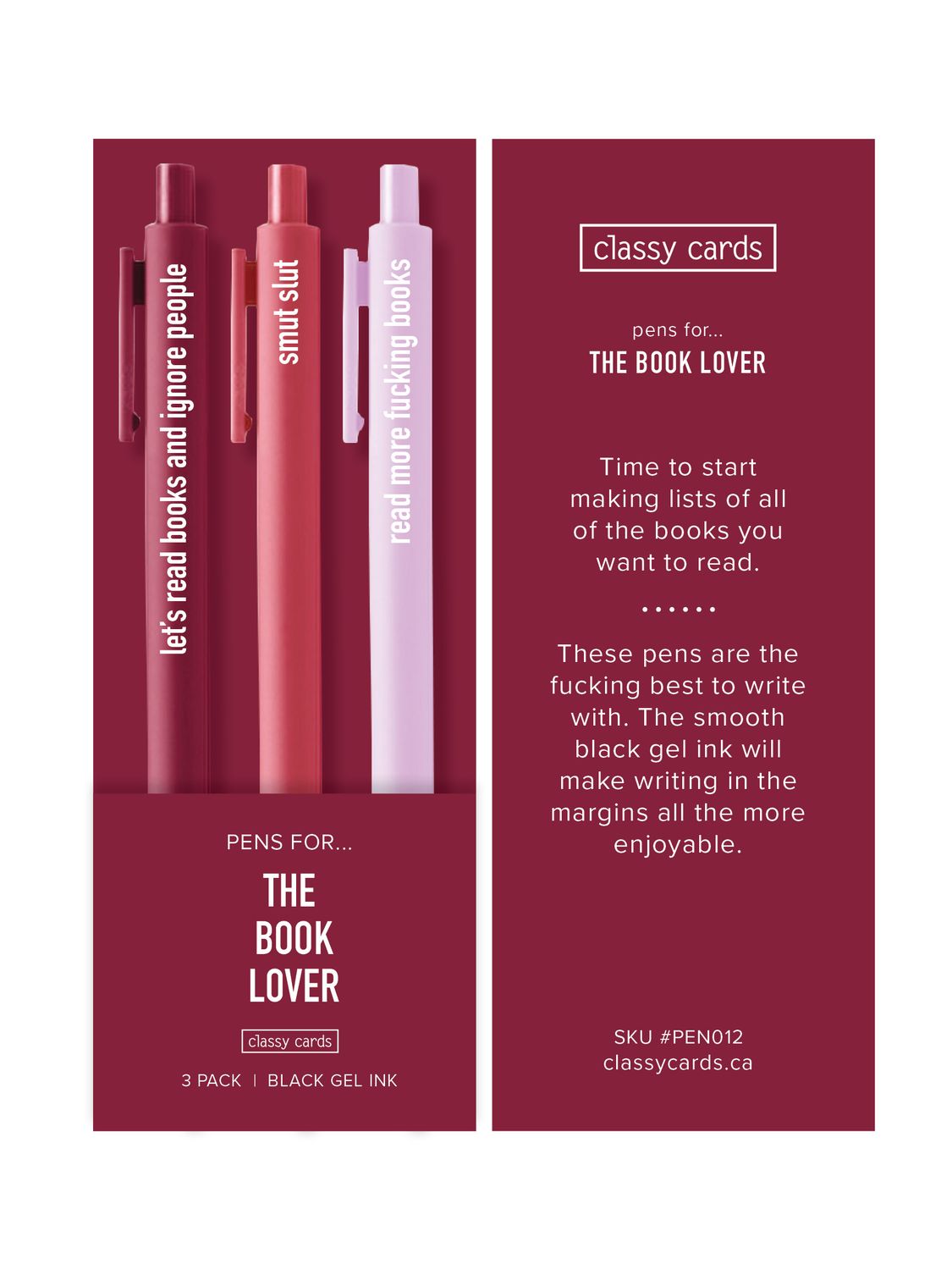 Classy Cards Pens Book Lover