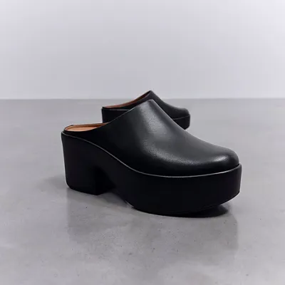 FitFlop Platforms Leather Heeled Mules All Black