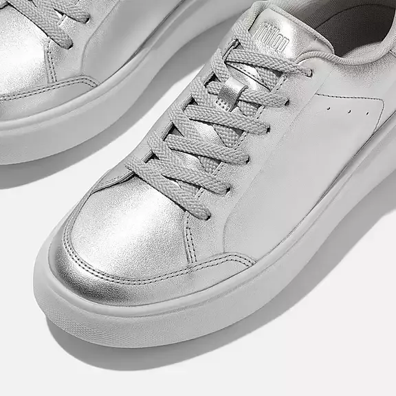 FitFlop RTG Metallic/Leather Sneakers Silver