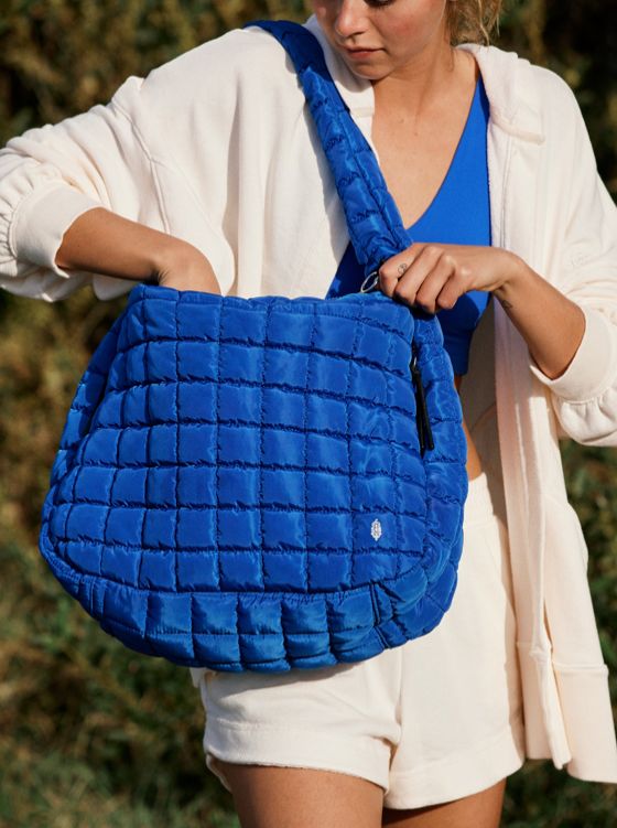 Free People Movement Quilted Carryall Lapis Blue
