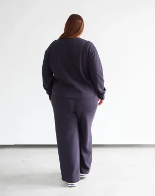Brunette the Label Waffle Wide Leg Pant Navy