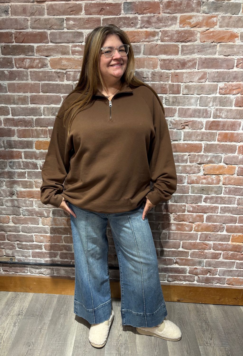 Brunette the Label 1/2 Zip NYBF Brown
