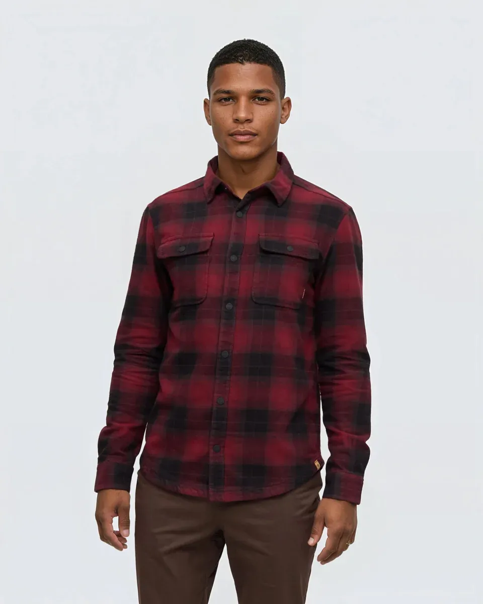Ten Tree M Forest Flannel Shirt Deep Burgundy/Creek