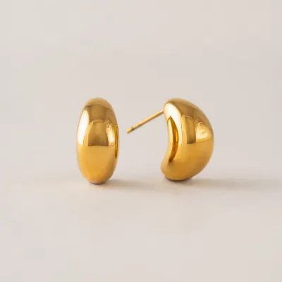 Lover's Tempo Waterproof Crest Dome Hoop Earring