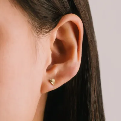 Lover's Tempo Waterproof Fluted Heart Studs