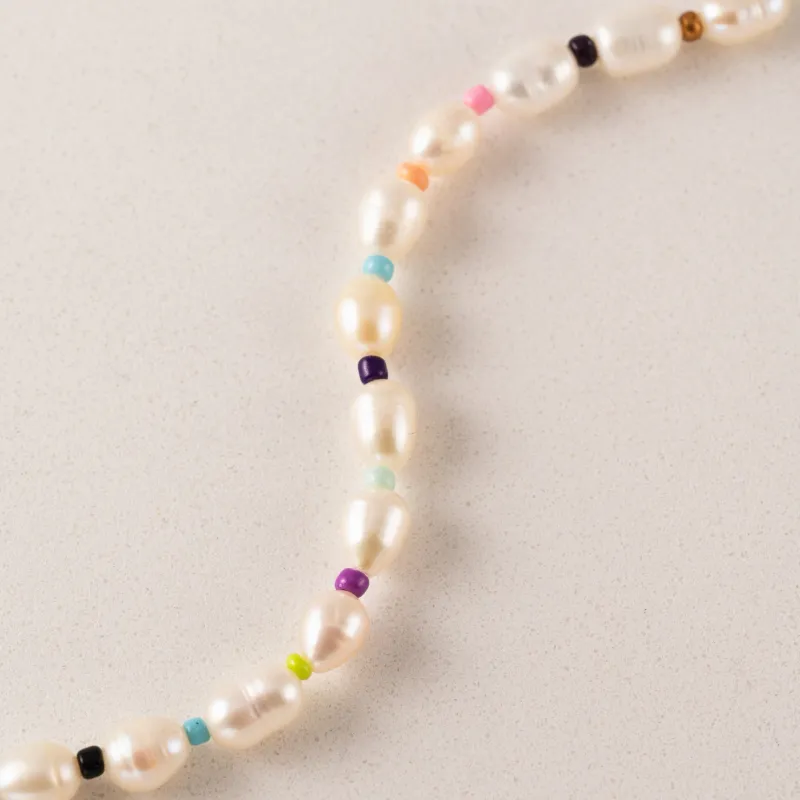 Lover's Tempo Waterproof Rainbow Pearl Necklace