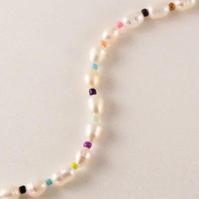 Lover's Tempo Waterproof Rainbow Pearl Necklace