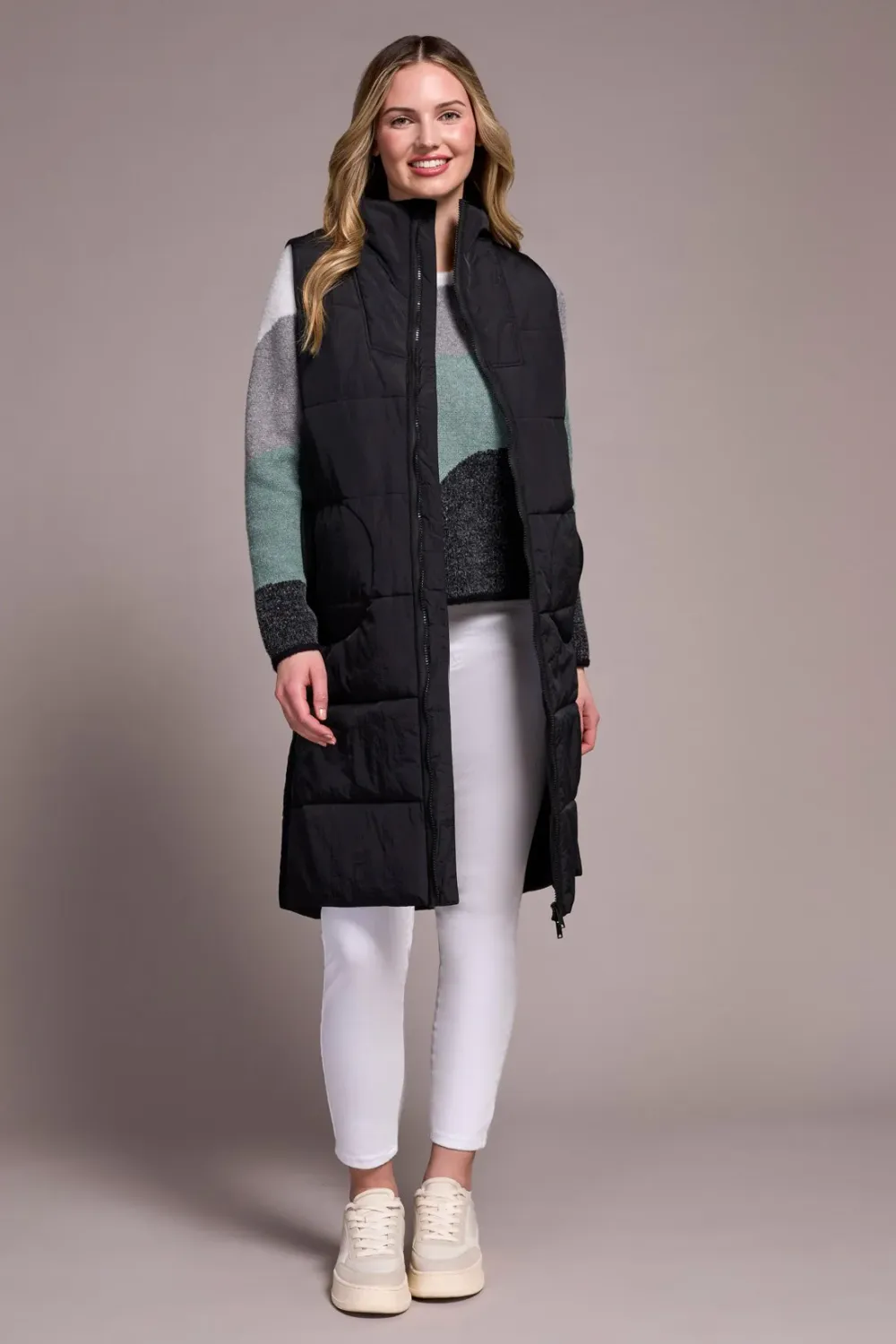 Tribal Zip Front Quilted Vest