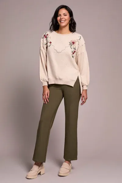 Tribal Crew Neck Embroidered Sweatshirt