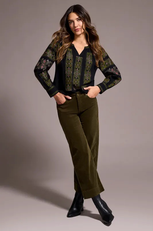 Tribal High Rise 5 Pocket Cord Ankle Pant Ivy