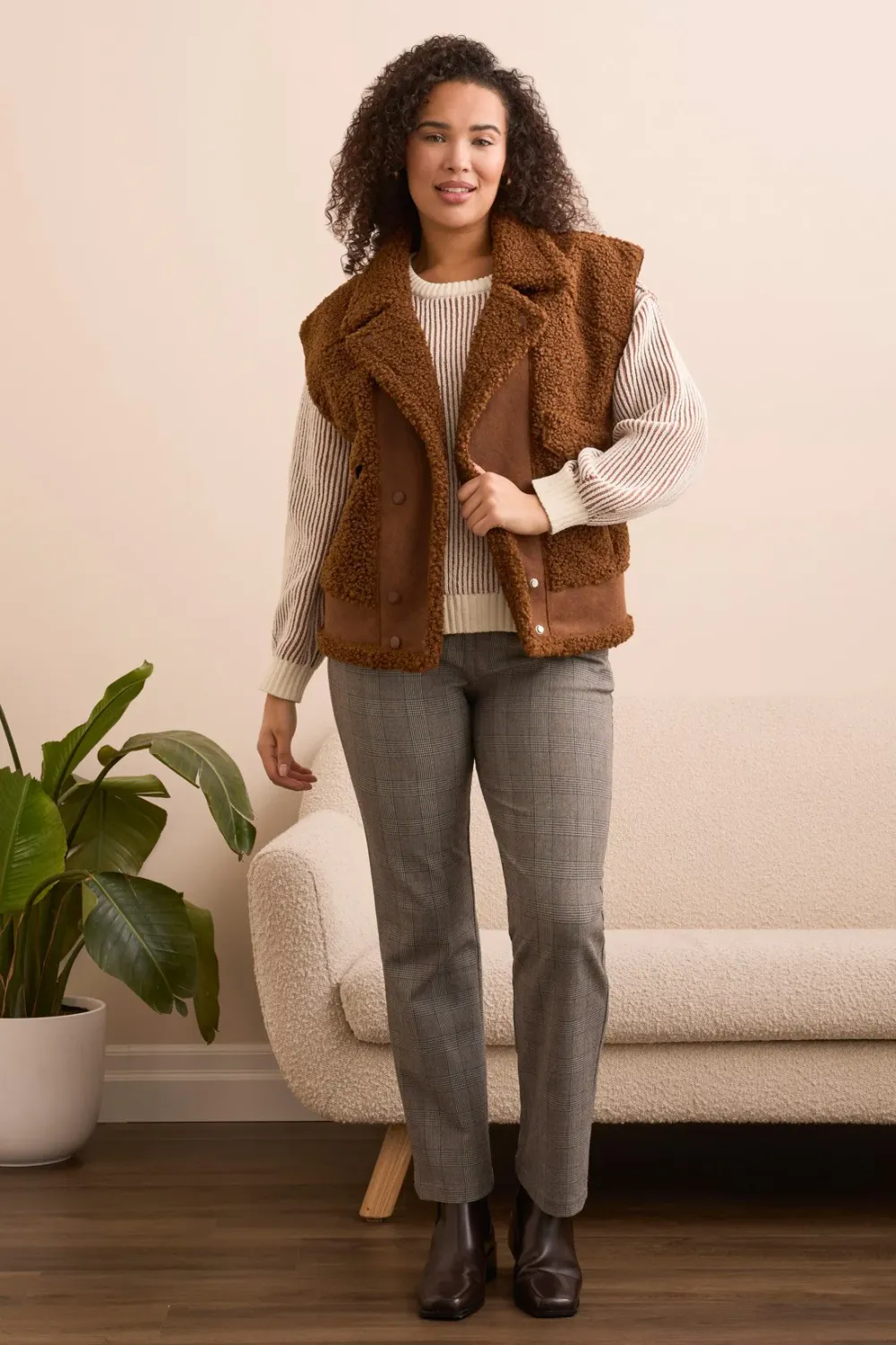 Tribal Sleeveless Sherpa Vest Dark Anise