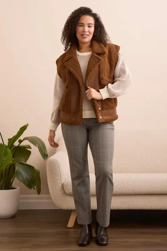Tribal Sleeveless Sherpa Vest Dark Anise