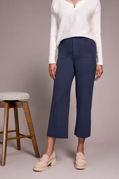 Tribal High Rise Fly Front Capri with Pockets
