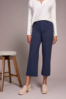 Tribal High Rise Fly Front Capri with Pockets