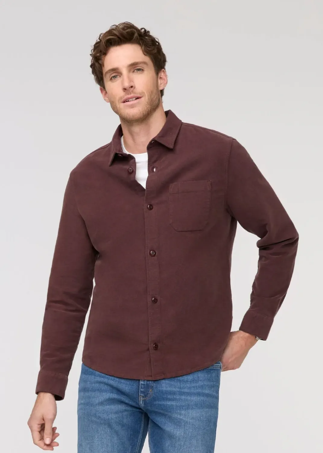 DUER No Sweat Moleskin Shirt Rich Maroon