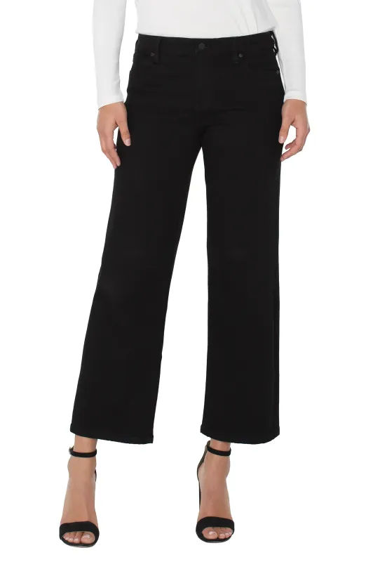 Liverpool Stride Crop Wide Leg 28" Black Rinse Liverpool Stride Crop Wide Leg 28" Black Rinse