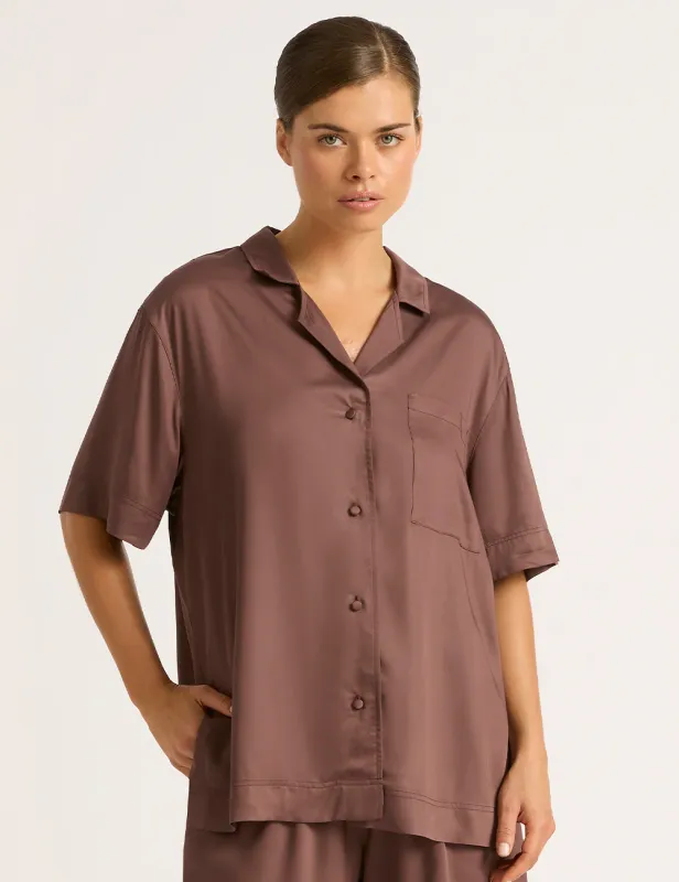 Boody Vegan Short Sleeve Sleep Shirt Garnet