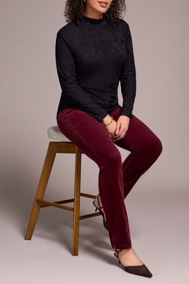 Tribal Long Sleeve Mock Neck Top Black
