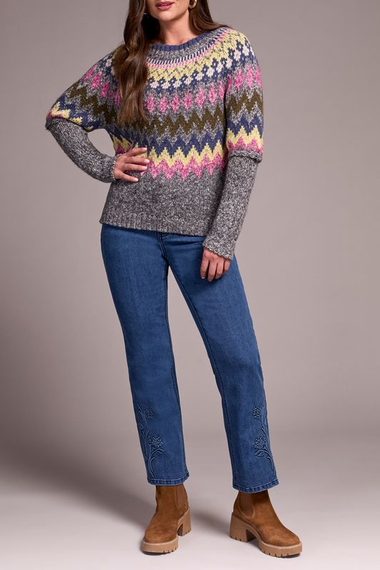 Tribal Intarsia Sweater Pink Flambe