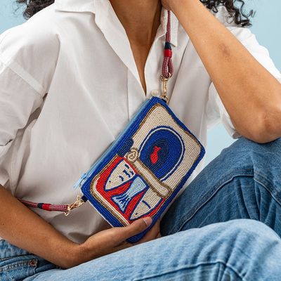 Ink + Alloy Leila Sardine Seed Bead Clutch with Strap