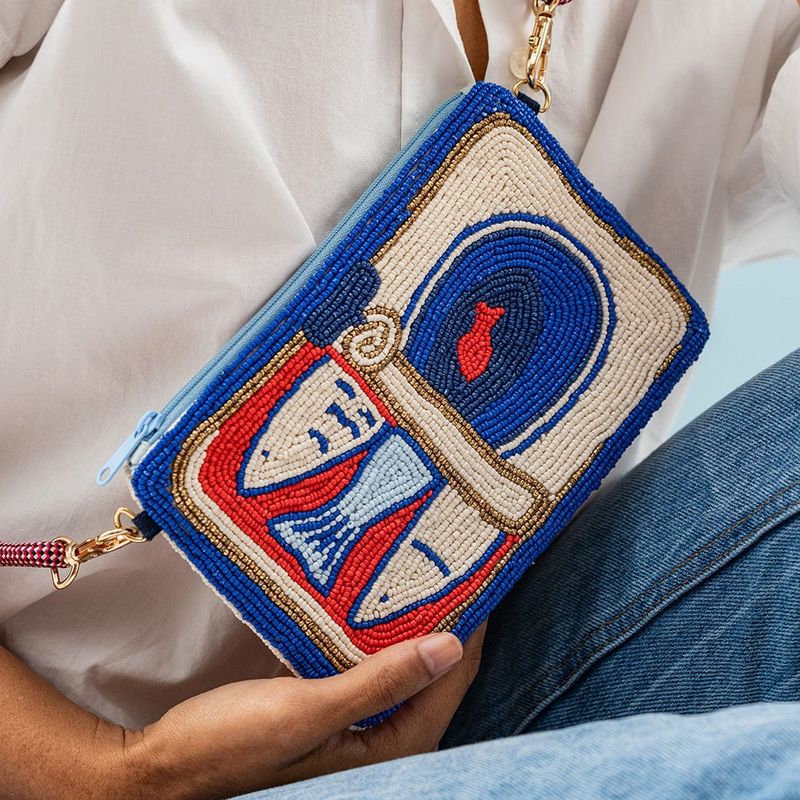 Ink + Alloy Leila Sardine Seed Bead Clutch with Strap