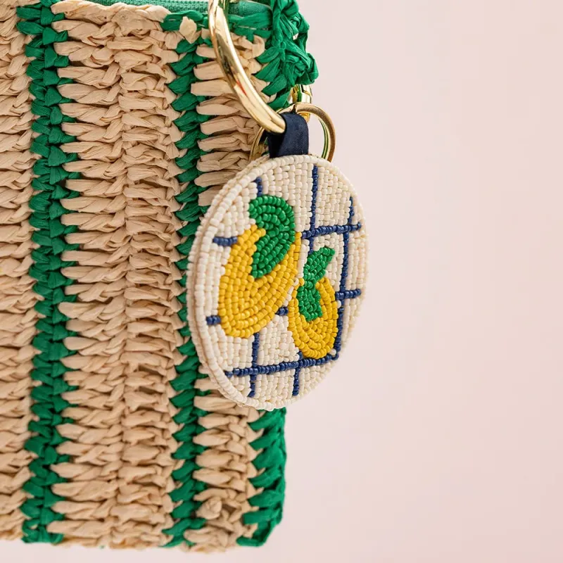 Ink + Alloy Kelsey Lemons Seed Bag Accessory Key Ring Yellow Ivory